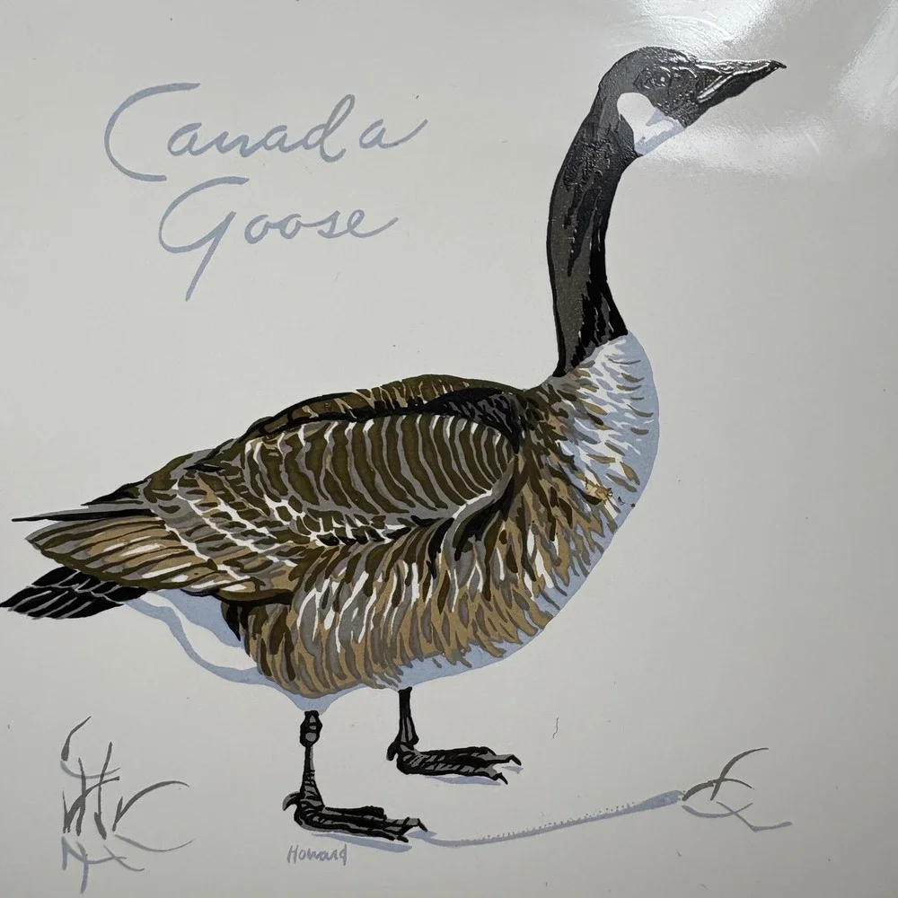 Vintage ScreenCraft Canada Goose Ceramic‎ Tile Cork Back Wall Art